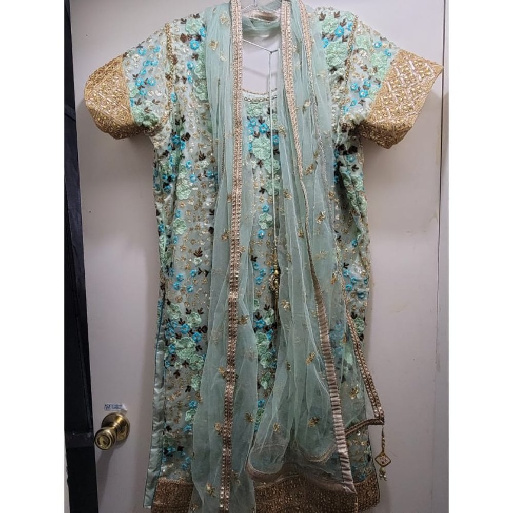 Desi Traditional Indian/Pakistani/Bangladeshi Kameez with Lehenga(Skirt) Dupatta - Picture 6 of 17